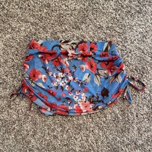 Floral Blue and Red Kids Mesh Ballet Skirt